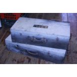 Two vintage wooden carpenters tool boxes. Shipping unavailable.