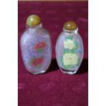 Two Chinese reverse painted scent bottles