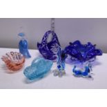 A selection of assorted glass ware items including Murano