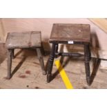 Two antique wooden stools. Shipping unavailable.