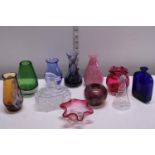 A selection of vintage art & coloured glass ware, including Caithness and Isle of White