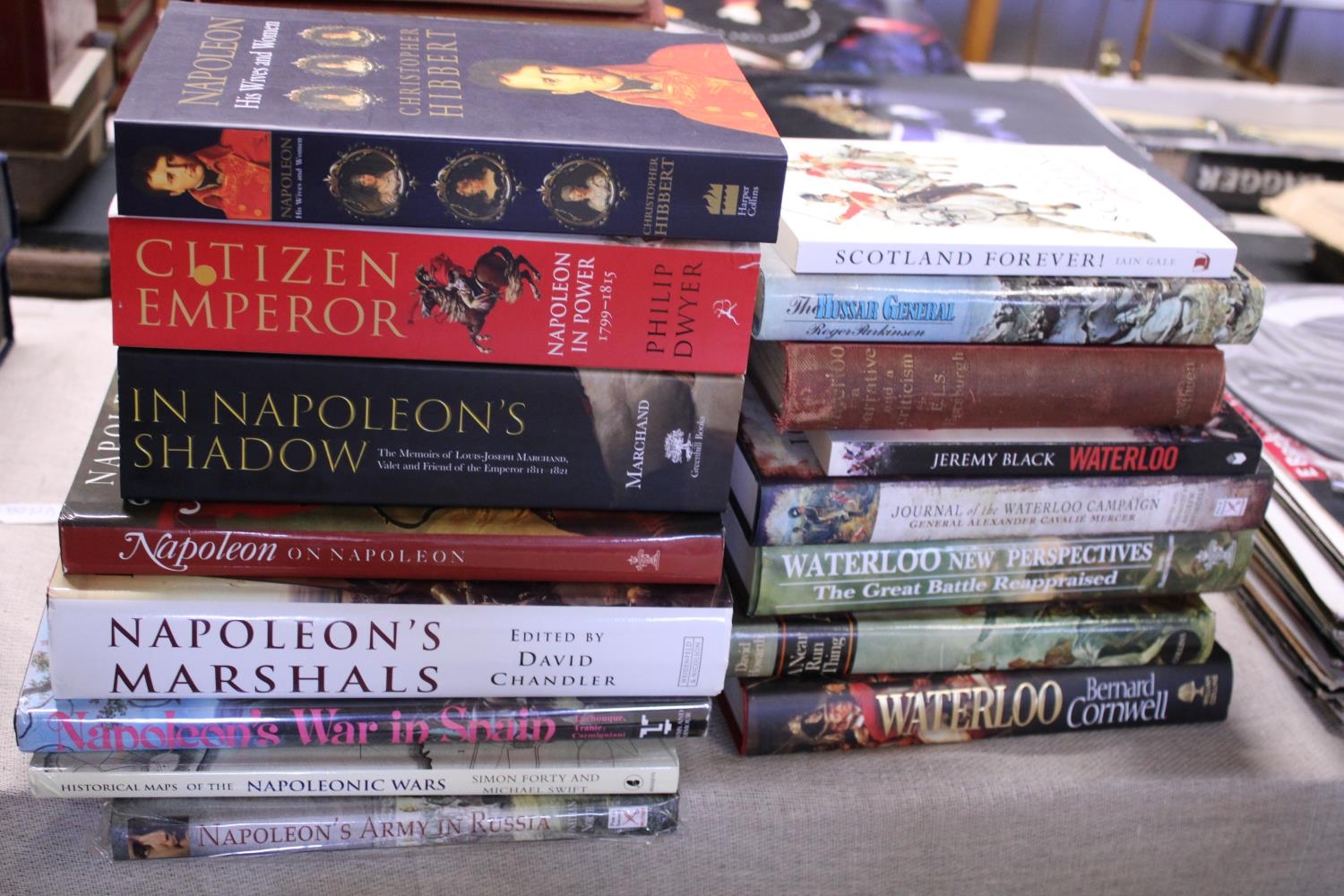 A large selection of books all relating the Battle of Waterloo and Napoleon. Shipping unavailable.
