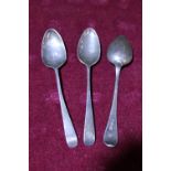 Three hallmarked silver Georgian tea spoons 40 grams