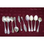 A selection of assorted hallmarked silver tea spoons. 146 grams total
