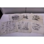 A selection of vintage humorous silk handkerchiefs
