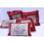 A job lot of vintage embroidered cushions