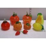 A selection of assorted Murano style glass fruit a/f