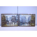 Two framed oils on canvas depicting Paris street themes 43x33cm