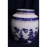 A Royal Doulton Booths Old Willow pattern storage jar