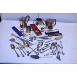 A job lot of assorted plated & flat ware items