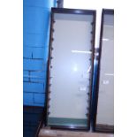 A glazed display cabinet. 84cm x 33cm. Postage unavailable