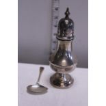 A good quality silver plated sugar shifter & hallmarked silver child's spoon