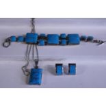 A set of Mexican silver & blue stone jewellery