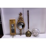 Two ornate gilt form wall mirrors & copper & bras bed pan. Postage unavailable