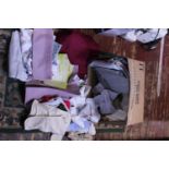 A box of assorted linen & other textiles etc