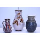 Three pieces of art pottery including West German