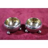 Two vintage hallmarked silver salts with gilt interiors