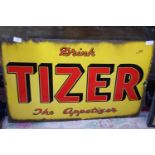 A vintage enameled Tizer advertising sign 76x51cm. Shipping unavailable
