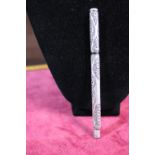 A antique silver hallmarked Watermans Ideal fountain pen with inscription dated 1907