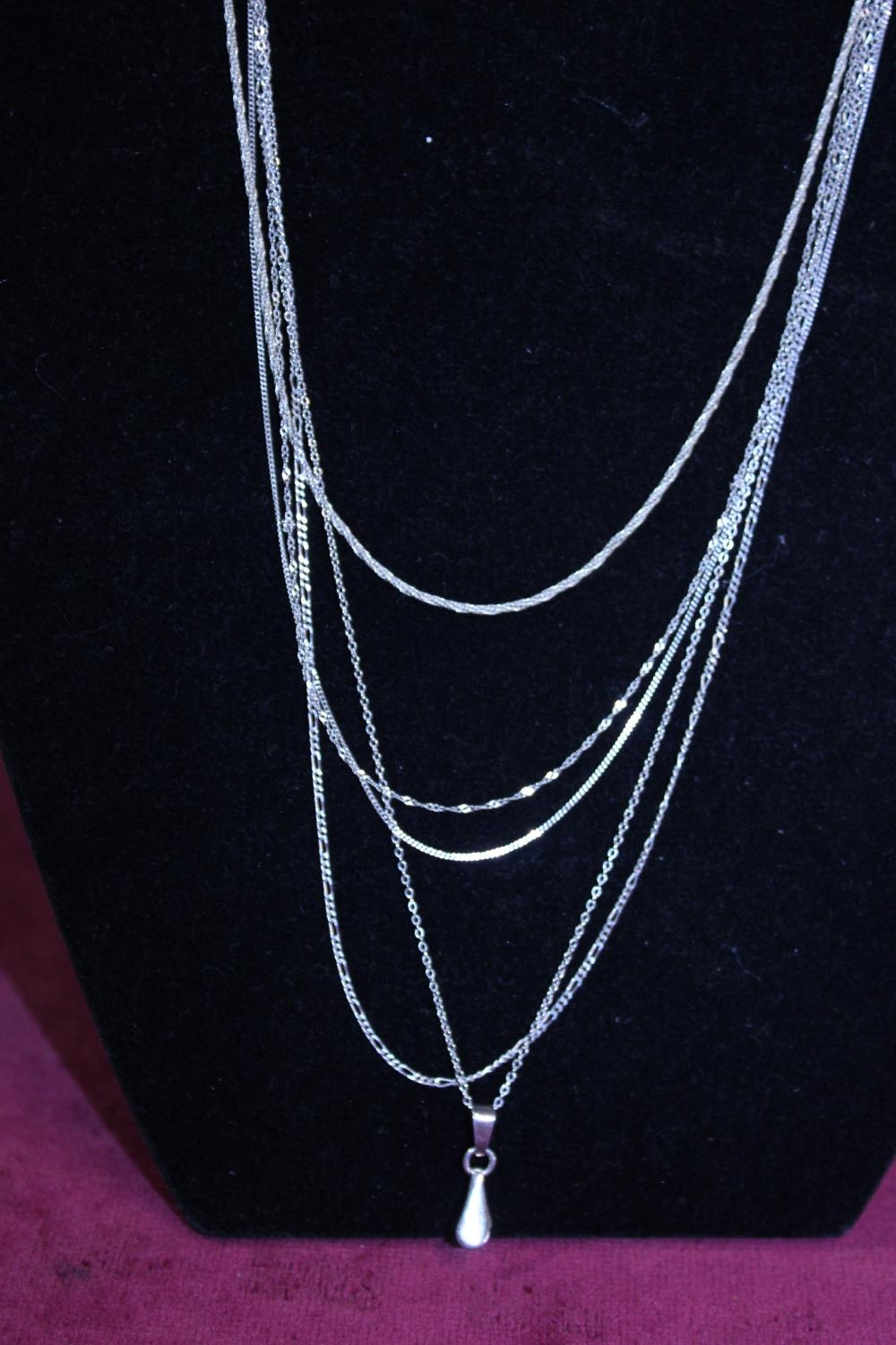 A selection of silver chains