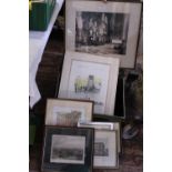 A selection of assorted framed art work, shipping unavailable