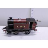 A vintage tin plate O gauge clockwork locomotive