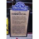 A vintage Lloyd and Trouncer ltd pub sign. Shipping unavailable