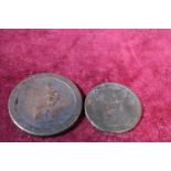 A George III cartwheel penny and a 1807 half penny