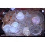 A job lot of assorted vintage glassware including Vaseline glass. Shipping unavailable