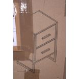 A new boxed grey wood effect two drawer cabinet (unchecked)