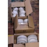 Three boxes of Churchill ceramics including mugs and saucers. Shipping unavailable