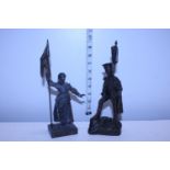 Two metal vintage figures Joan of Arc and a Dutch Lancer