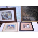 Three pieces of assorted contemporary art work, shipping unavailable