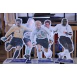 Five cardboard cut outs of England footballers from the 1990's. No shipping