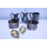 A selection of antique pewter and brass ware