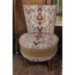 A vintage upholstered ladies boudoir chair, shipping unavailable