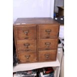 A set of six vintage oak drawers, shipping unavailable