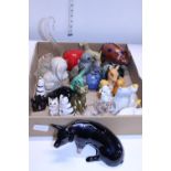 A tray containing assorted collectables including Slyvac and art pottery etc, shipping unavailable