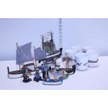 A job lot of assorted wooden boat models and other items
