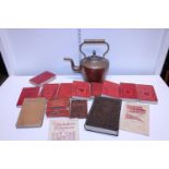 A job lot of assorted collectables including a copper kettle