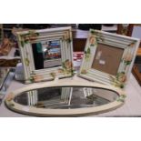 Two vintage mirrors and a vintage photo frame in wooden surrounds, shipping unavailable