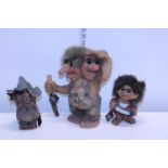 Three assorted handmade Norwegian troll figures