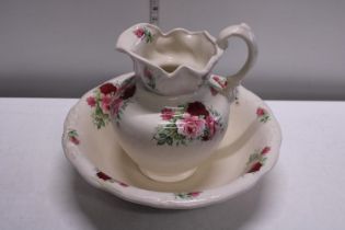 A large Edwardian Ironstone jug & basin. no postage