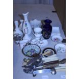 A selection of mixed collectables including Aynsley, Royal Worcester, Wedgewood and flatware etc