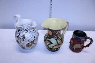 Two vintage jugs and a hand made mug, including Wedgewood