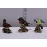Three ceramic Beswick birds