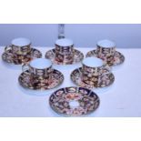 Five Royal Crown Derby Imari 2451 coffee cans and six saucers
