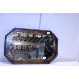 A vintage wooden frame bevel edge mirror, shipping unavailable