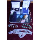 A selection of costume jewellery and semi precious stones