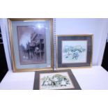 Three pieces of framed artwork, two M Chapman and one John Seery Lester. No postage